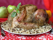 turkey with  rice and basil,stuffed fruits