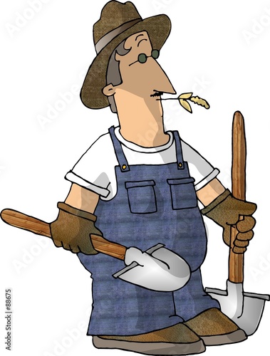 man with two shovels