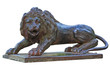old lion statue (over white)