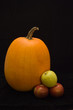 low-key still life: pumpkin & apples