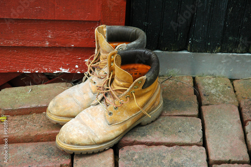 workboots outside the door