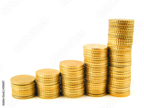 Illustration: rising coins (front up view) rising coins (front up view)
