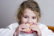 cute little girl eating a sandwich cute little girl eating a sandwich