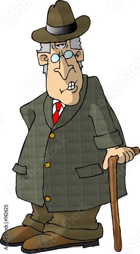 Illustration: old man with a cane old man with a cane