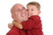 stock photography: son hugging dad around the neck