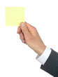 hand holding yellow post-it