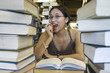 student biting an apple
