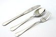 knife spoon and fork on white background