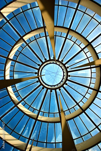 sky behind glass roof