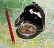 boussole sur carte