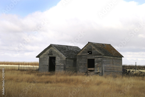 two old grain bins