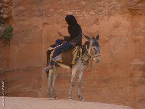 girl on donkey, petra, jordan