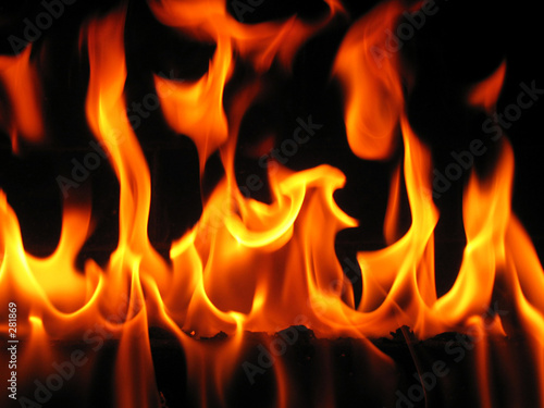flames coming from a log.