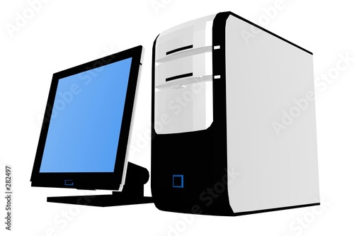 Illustration: isolated desktop computer i isolated desktop computer i