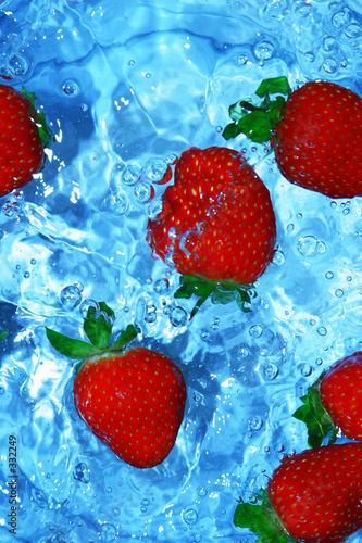 fresh strawberries in water