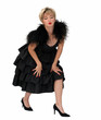 girl in black dress kissing