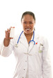 Photo: female ethnic doctor with pharmaceuticals female ethnic doctor with pharmaceuticals