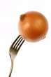 onion on fork