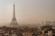 paris landscape with eiffel tower, france