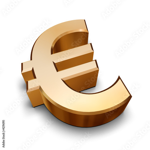 euro sign vector. 3d golden euro symbol