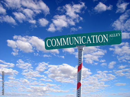 Photo: sign that reads "communication alley" sign that reads "communication alley"