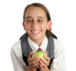 adorable school boy with apple