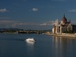ship passing in front of hungarian parliament