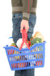 man holding shopping basket
