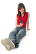 young woman holding cell phone