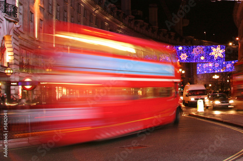 classic london bus at night