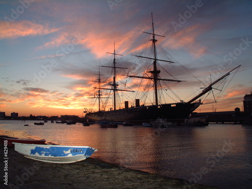 hms warrior at sunset hms warrior at sunset