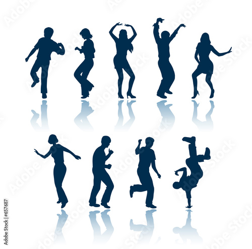 people silhouettes dancing. dancing people silhouettes