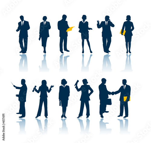 people silhouettes standing. business people silhouettes