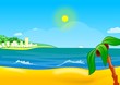 vector illustration of sunny beach