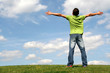 Man with his arms wide open