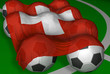 3d-rendering switzerland flag and soccer-balls 3d-rendering switzerland flag and soccer-balls
