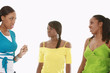 Photo: three friends talking three friends talking