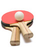 two ping pong paddles w/ ball