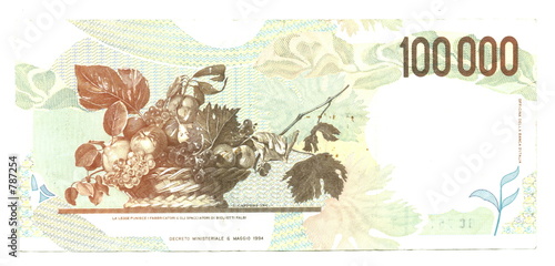 Photo: 100,000 italian lire (reverse) 100,000 italian lire (reverse)