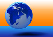 earth globe facing africa and india flying blue