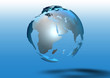 metallic earth globe facing arabia bouncing