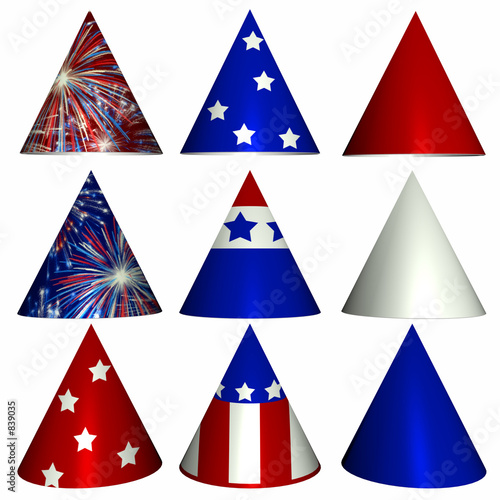 Illustration: patriotic party hats patriotic party hats