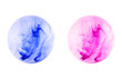 blue and pink spheres