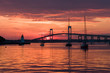 beautiful sunset and newport bridge