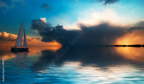 sailing at sunset