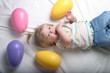 surrounded by easter eggs