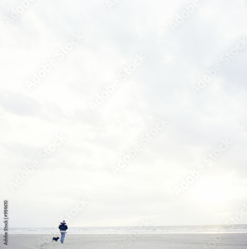 homme,chien,mer,ciel