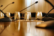 microphones in empty conference hall
