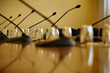 microphones in empty conference hall