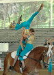 horse vaulter team performing
